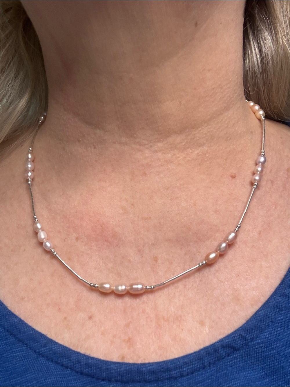 18” Elegant Pink Freshwater Pearl Liquid Sterling Silver Necklace